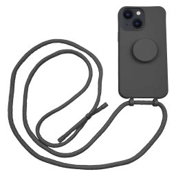 Høyde - iPhone 13 Mini - Telefoonhoes met koord + Socket houder - Zwart