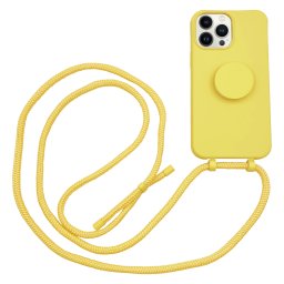Høyde - iPhone 13 Pro - Telefoonhoes met koord + Socket houder - Geel